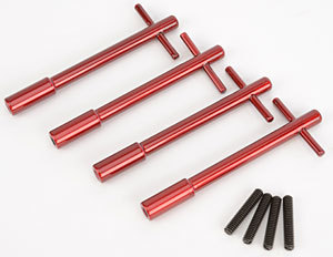 VALVE COVER RED T-BOLTS ALUMINUM SET OF 8 WITH 1/4-20 STUD 5" LONG ANODIZED 